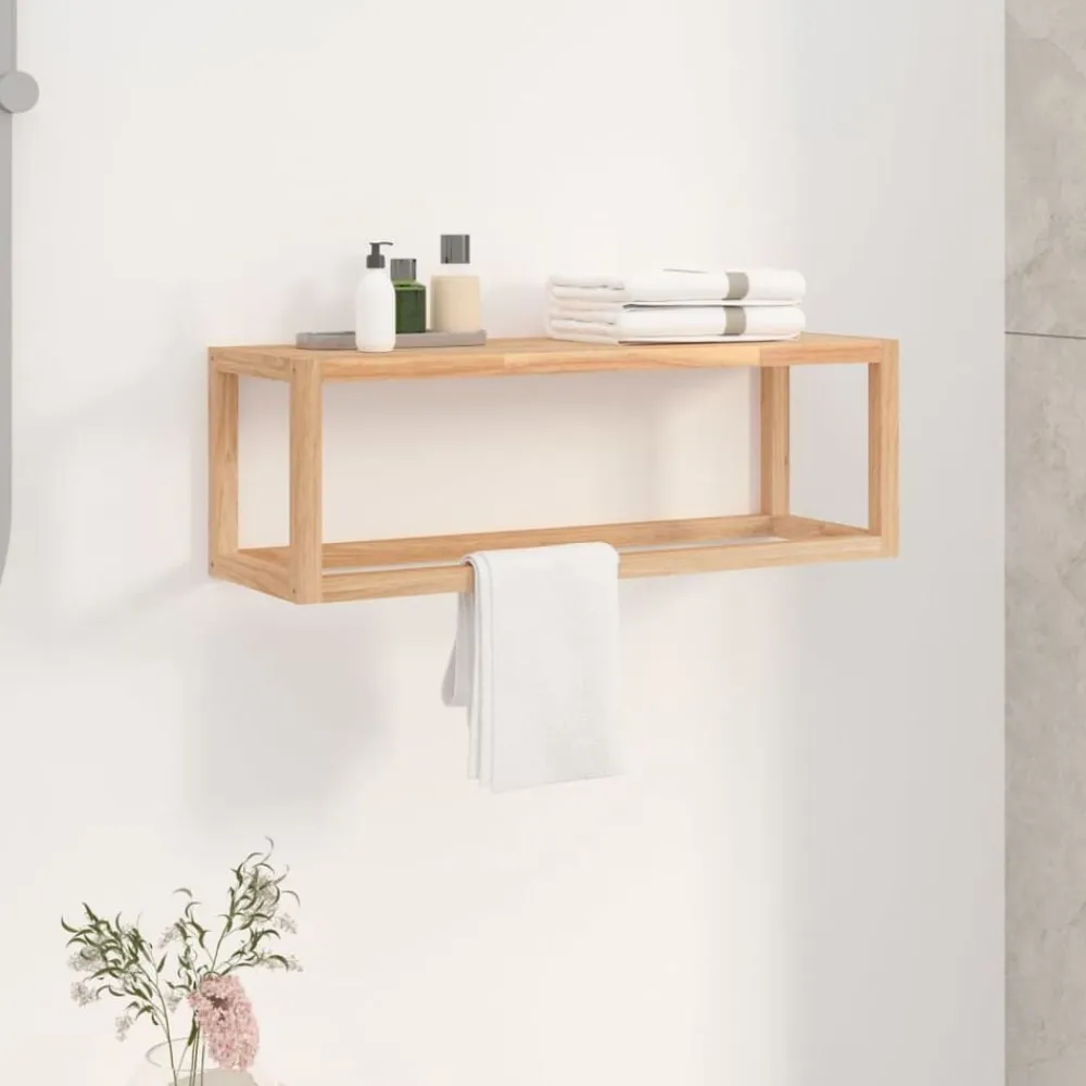 vidaXL Accesorios Para El Baño-Toallero de madera maciza nogal 60x20x20 cm