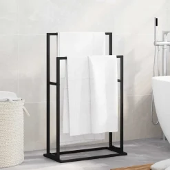 vidaXL Toallero de pie de hierro 48x24x78,5 cm Negro Clearance