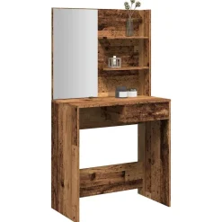 vidaXL Mesas-Tocador con espejo envejecida 74,5x40x141 cm