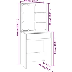 vidaXL Tocador con LED 60x40x140 cm Blanco Clearance