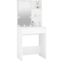 vidaXL Tocador con LED 60x40x140 cm Blanco Clearance