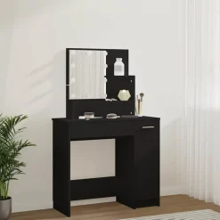 vidaXL Tocador con LED 86,5x35x136 cm Negro Clearance