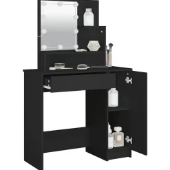 vidaXL Tocador con LED 86,5x35x136 cm Negro Clearance