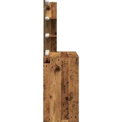 vidaXL Mesas-Tocador con luces LED madera envejecida 60x40x140 cm