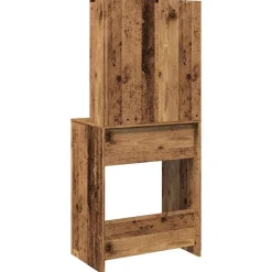 vidaXL Mesas-Tocador con luces LED madera envejecida 60x40x140 cm