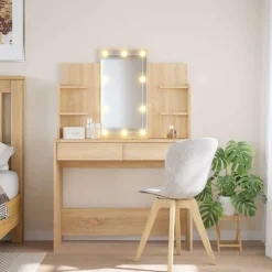vidaXL Armarios Y Almacenamiento-Tocador con luces LED 96x40x142 cm