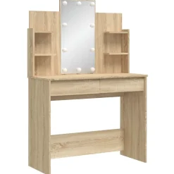 vidaXL Armarios Y Almacenamiento-Tocador con luces LED 96x40x142 cm