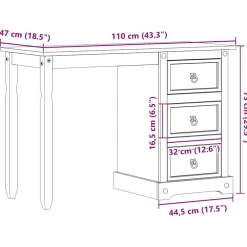 vidaXL Tocador Corona madera maciza de pino 110x47x75 cm Sale