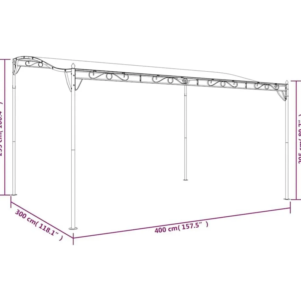 vidaXL Jardín-Toldo acero y tela color 4x3 m 180 g/m²