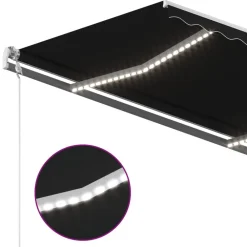 vidaXL Toldo automático LED sensor de viento gris 300x250 cm Antracita New