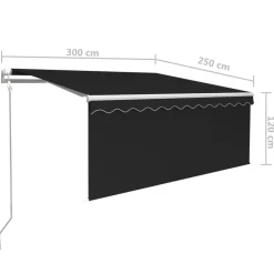 vidaXL Toldo automático retráctil con persiana gris 3x2,5m Antracita Outlet