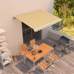 vidaXL Toldo automático retráctil 300x250 cm Amarillo y blanco Outlet