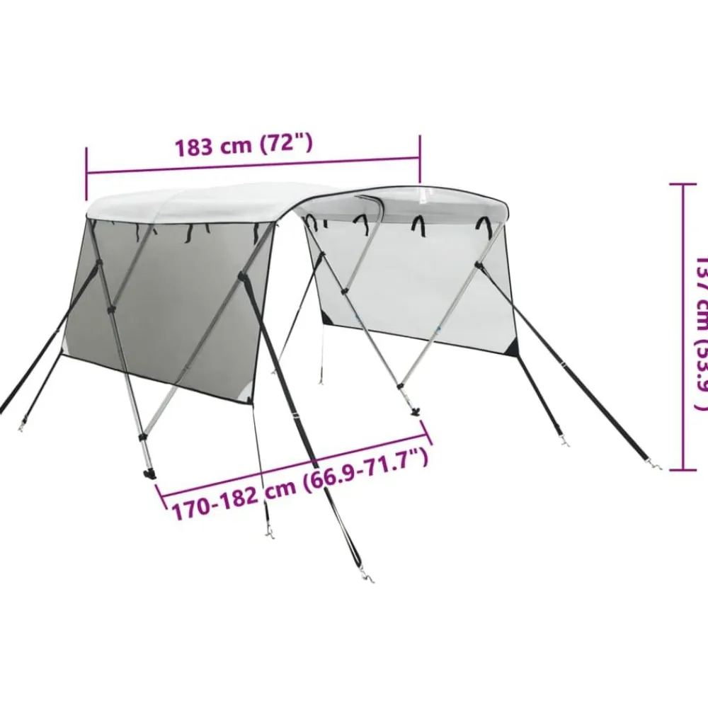 vidaXL Piezas Y Accesorios Para Vehículos-Toldo bimini 3 arcos con paredes laterales de malla