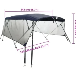vidaXL Piezas Y Accesorios Para Vehículos-Toldo bimini 4 arcos con paredes laterales de malla