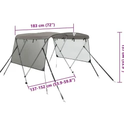 vidaXL Toldo bimini 3 arcos con paredes laterales de malla Antracita y negro Outlet