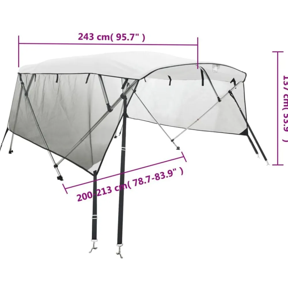 vidaXL Piezas Y Accesorios Para Vehículos-Toldo bimini 4 arcos con paredes laterales de malla