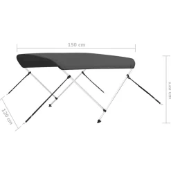 vidaXL Piezas Y Accesorios Para Vehículos-Toldo Bimini de 2 arcos gris 150x120x110 cm