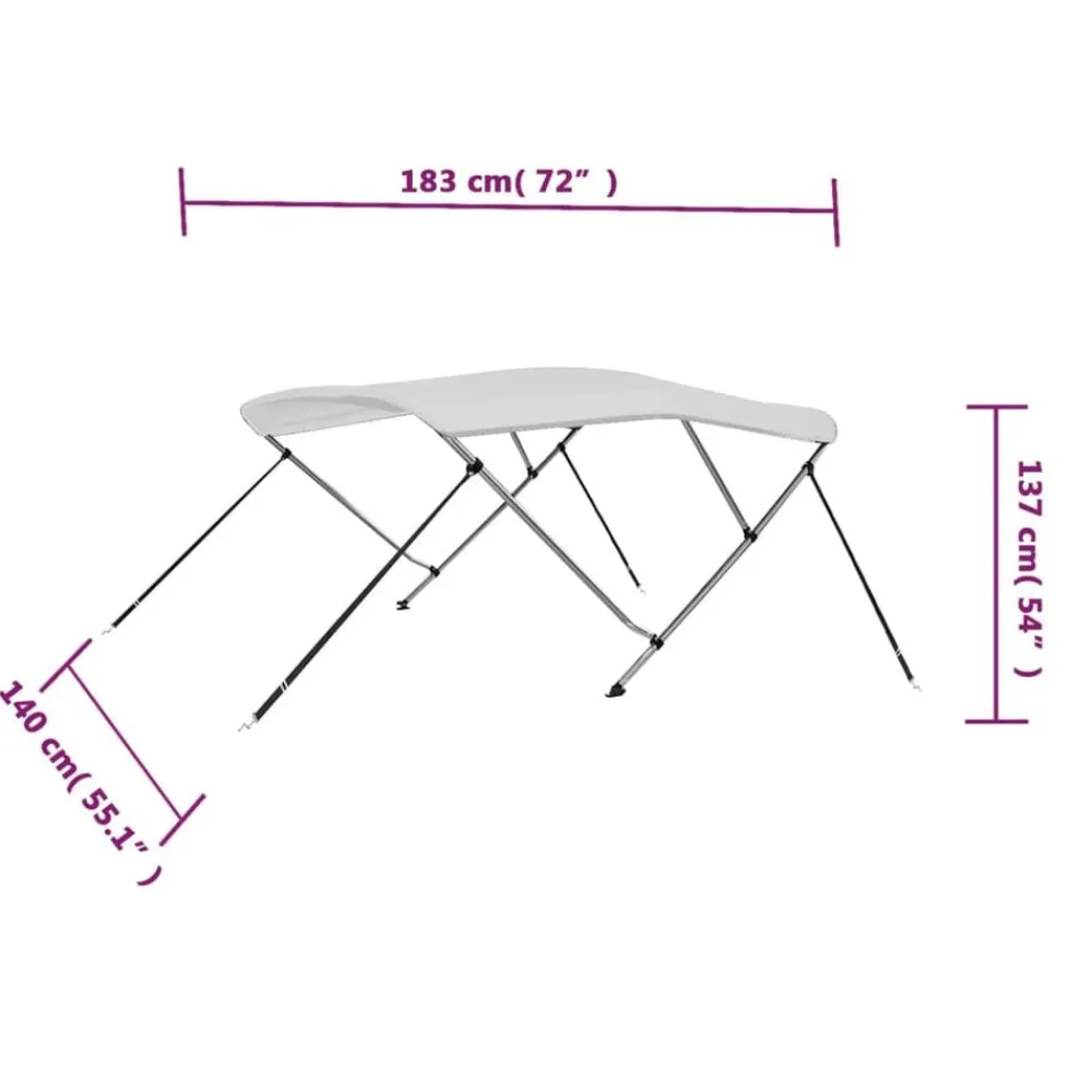 vidaXL Piezas Y Accesorios Para Vehículos-Toldo Bimini de 3 arcos 183x140x137 cm