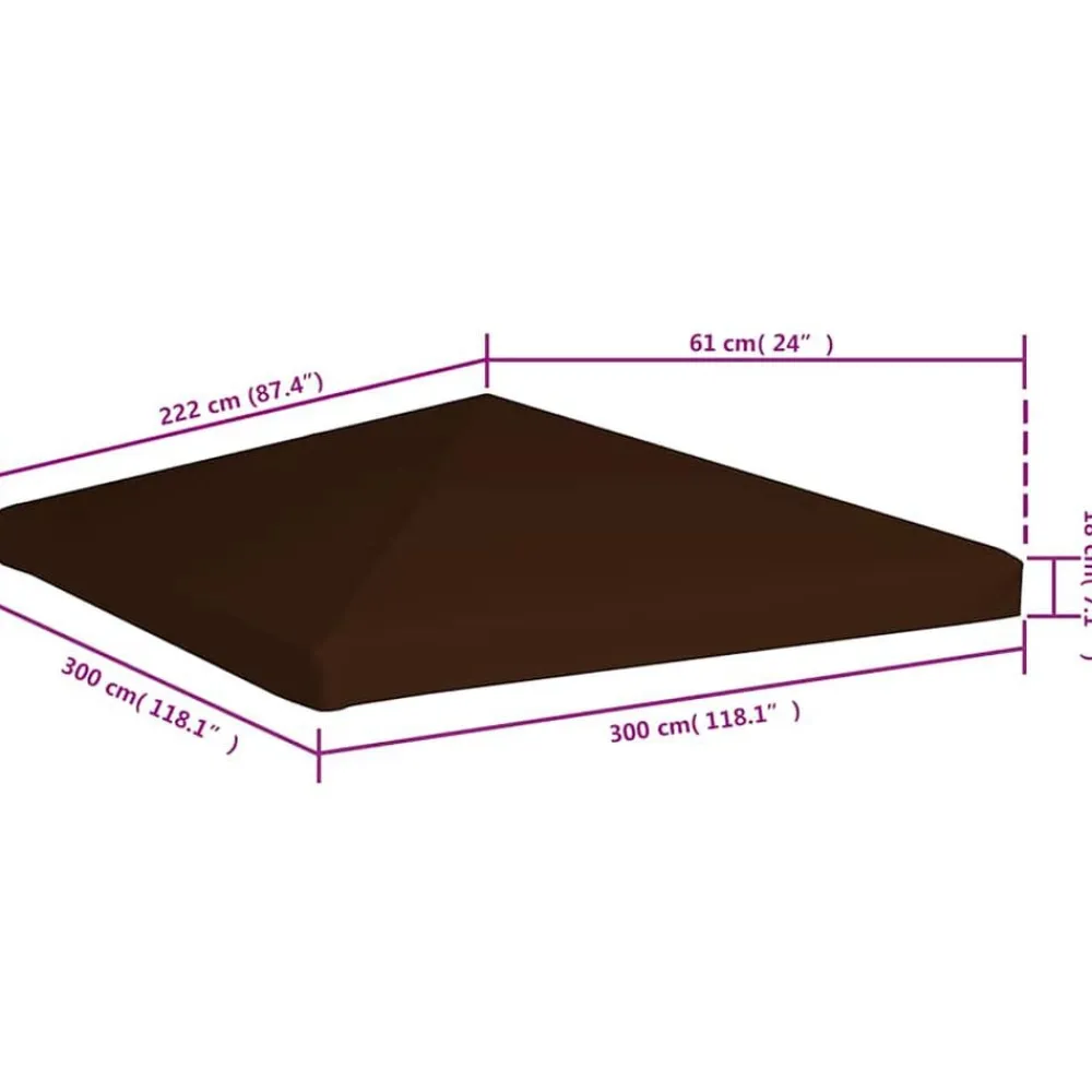 vidaXL Toldo de cenador marrón 310 g/m² 3x3 m Marrón Outlet