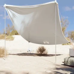 vidaXL Toldo de playa con anclas de arena 214x236 cm Gris Hot