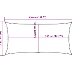 vidaXL Jardín-Toldo de vela rectangular HDPE 2x4m