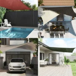 vidaXL Jardín-Toldo de vela rectangular 2x4 m HDPE gris