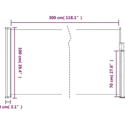 vidaXL Jardín-Toldo lateral retráctil marrón 100x300 cm