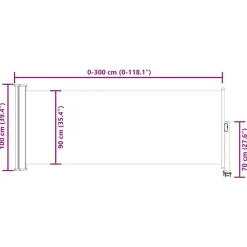 vidaXL Toldo lateral retráctil para patio 100x300 cm Crema