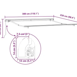 vidaXL Toldo Manual Gris Claro 300 x 250 x 165 cm Poliéster Clearance