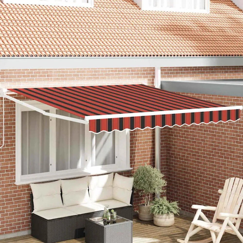 vidaXL Jardín-Toldo Manual Naranja y Marrón 350 x 250 x 165 cm Poliéster