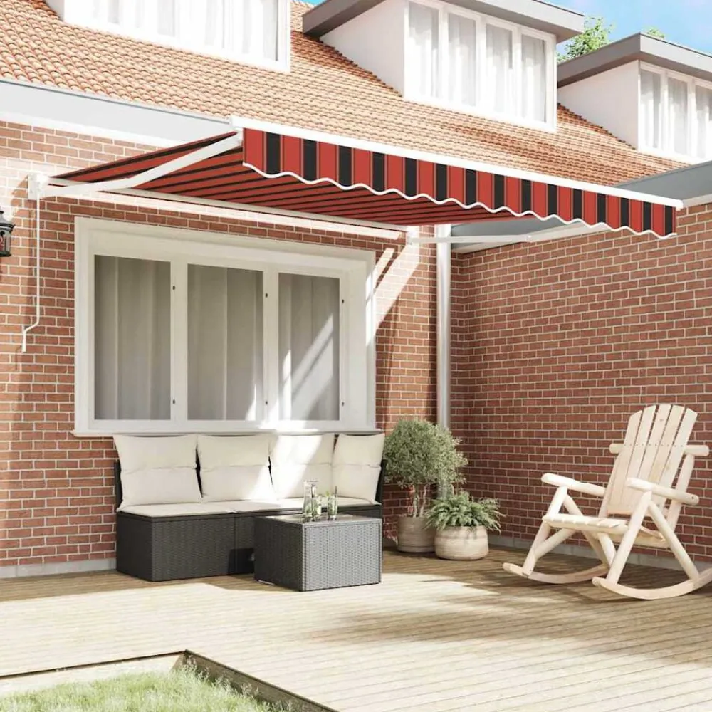 vidaXL Jardín-Toldo Manual Naranja y Marrón 350 x 250 x 165 cm Poliéster