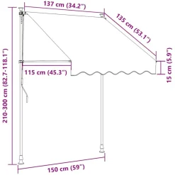 vidaXL Jardín-Toldo manual retráctil 150 cm rayas