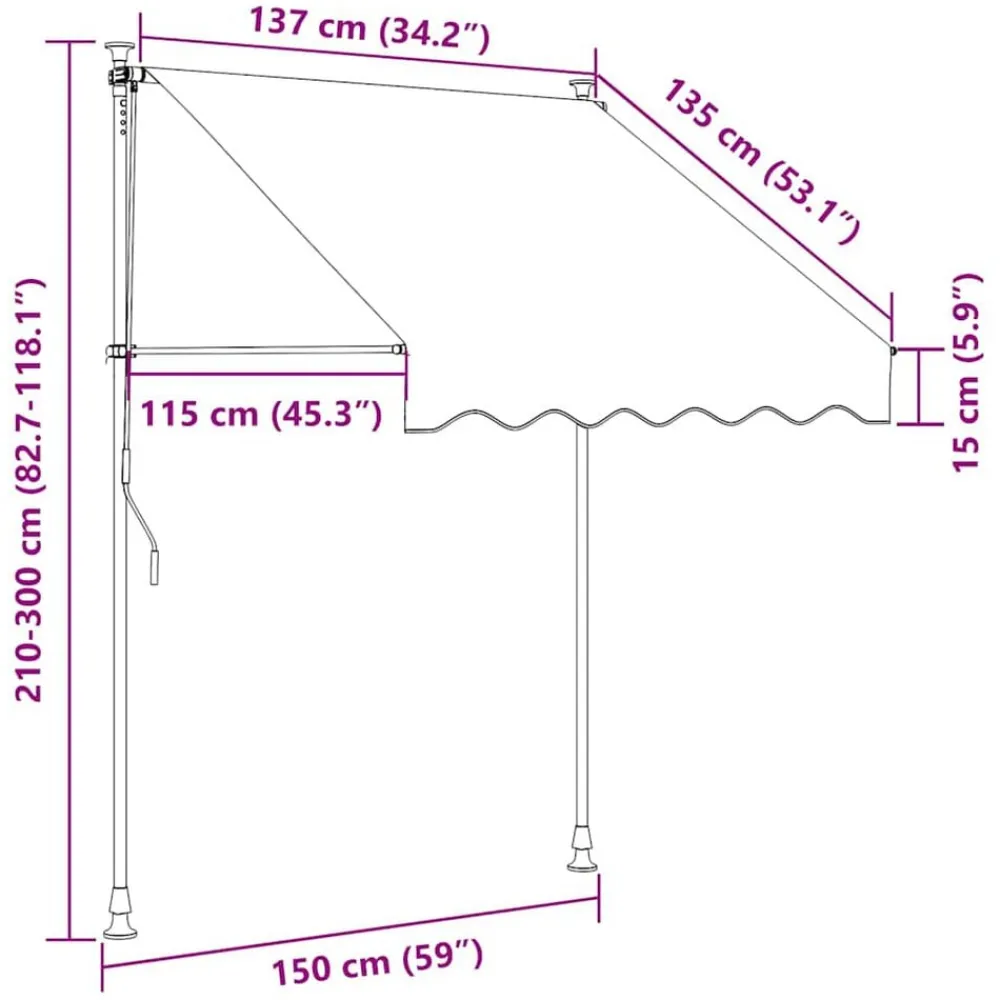 vidaXL Jardín-Toldo manual retráctil 150 cm rayas