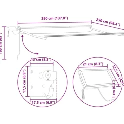 vidaXL Jardín-Toldo manual retráctil con LEDs Beige 3,5 x 2,5 m