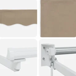 vidaXL Jardín-Toldo manual retráctil con LEDs Beige 3,5 x 2,5 m