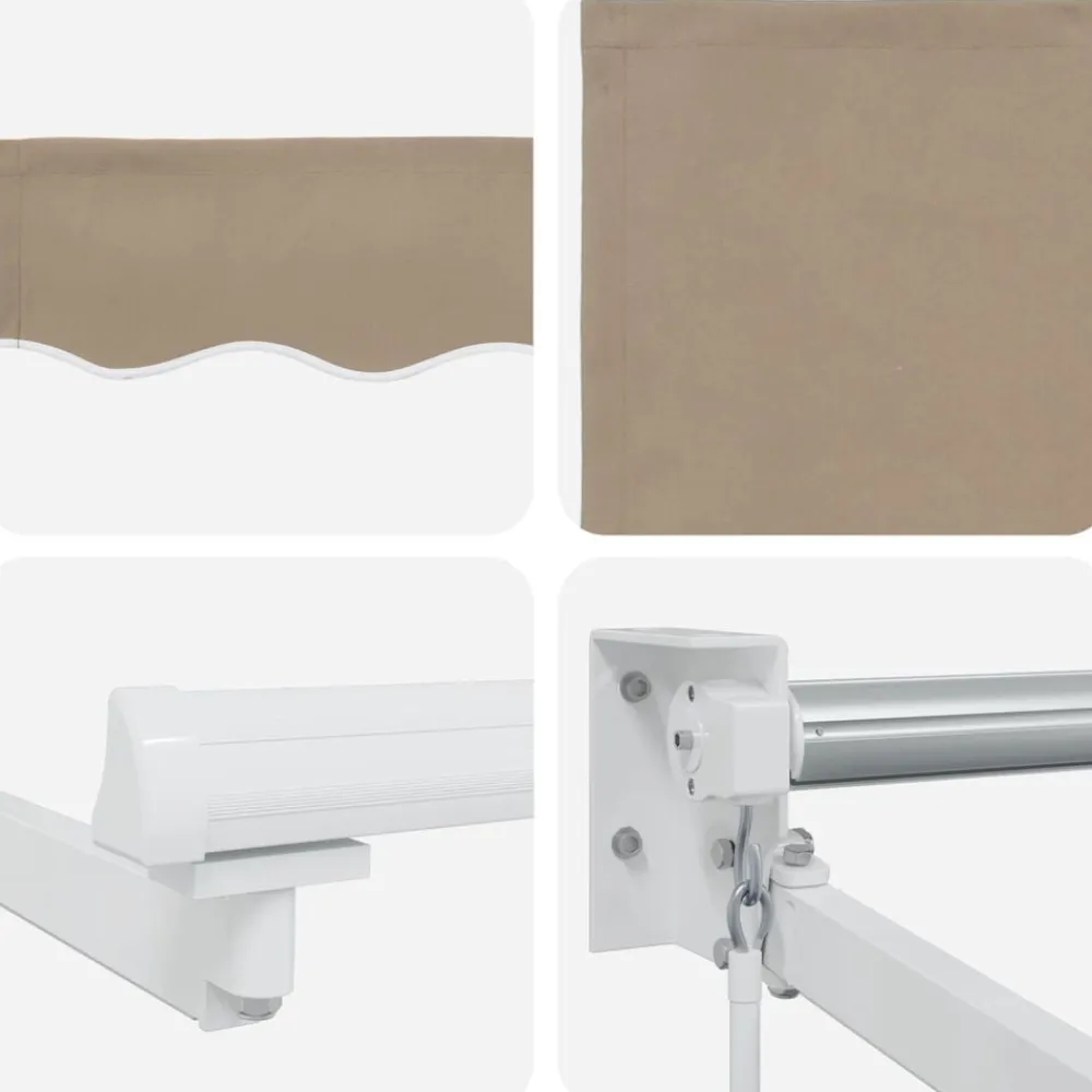 vidaXL Jardín-Toldo manual retráctil con LEDs Beige 3,5 x 2,5 m