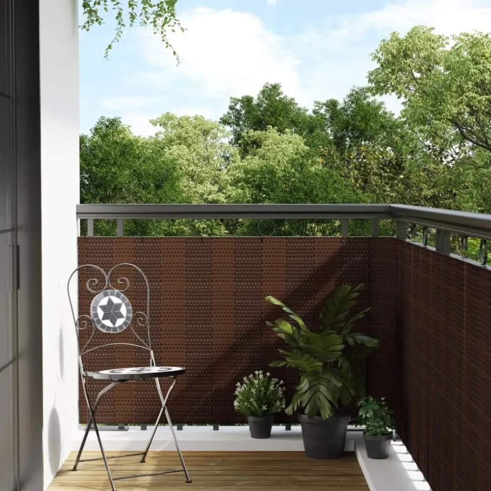 vidaXL Toldo para balcón ratán sintético marrón y negro 300x80 cm Marrón y negro Best