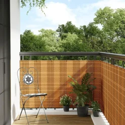 vidaXL Vallas De Jardín-Toldo para balcón ratán sintético marrón claro 300x80 cm