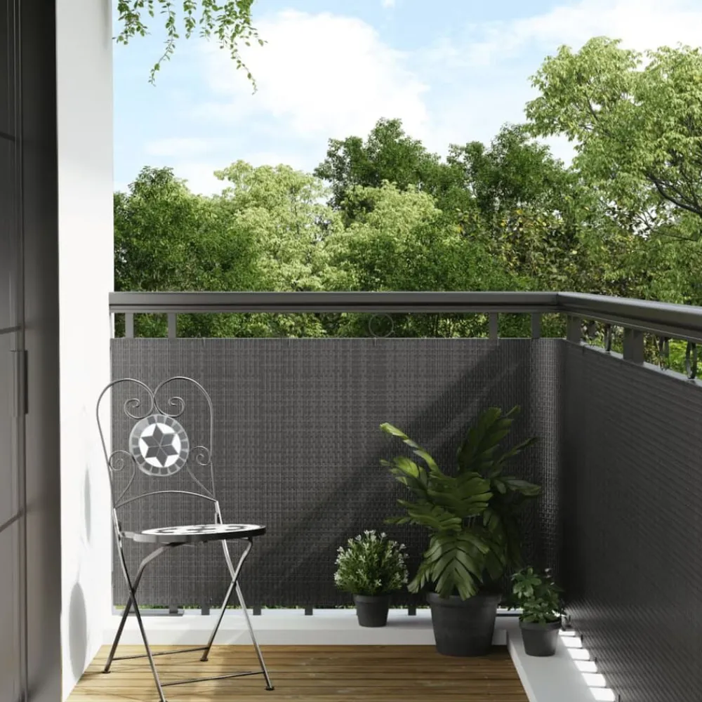 vidaXL Toldo para balcón ratán sintético gris 300x80 cm Antracita Hot