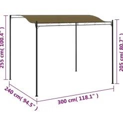 vidaXL Jardín-Toldo parasol gris taupe 3x2,4 cm 180 g/m²
