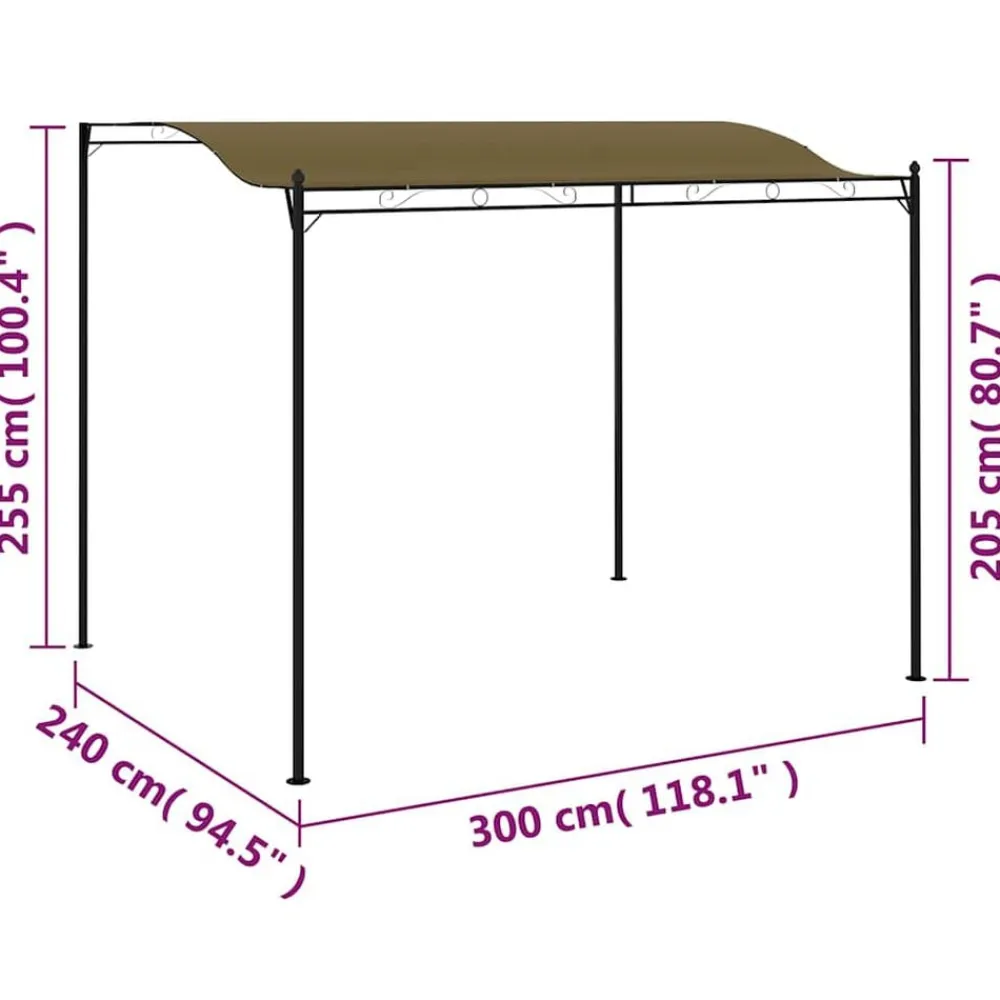 vidaXL Jardín-Toldo parasol gris taupe 3x2,4 cm 180 g/m²