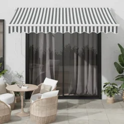 vidaXL Toldo retráctil aluminio y tela gris antracita y blanco 3x2,5 m Antracita y (estructura blanca) Outlet