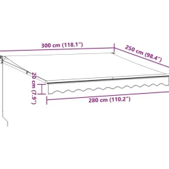 vidaXL Toldo retráctil aluminio y tela gris antracita y blanco 3x2,5 m Antracita y (estructura blanca) Outlet