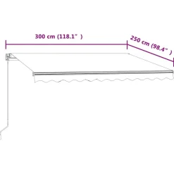 vidaXL Jardín-Toldo retráctil automático 300x250 cm