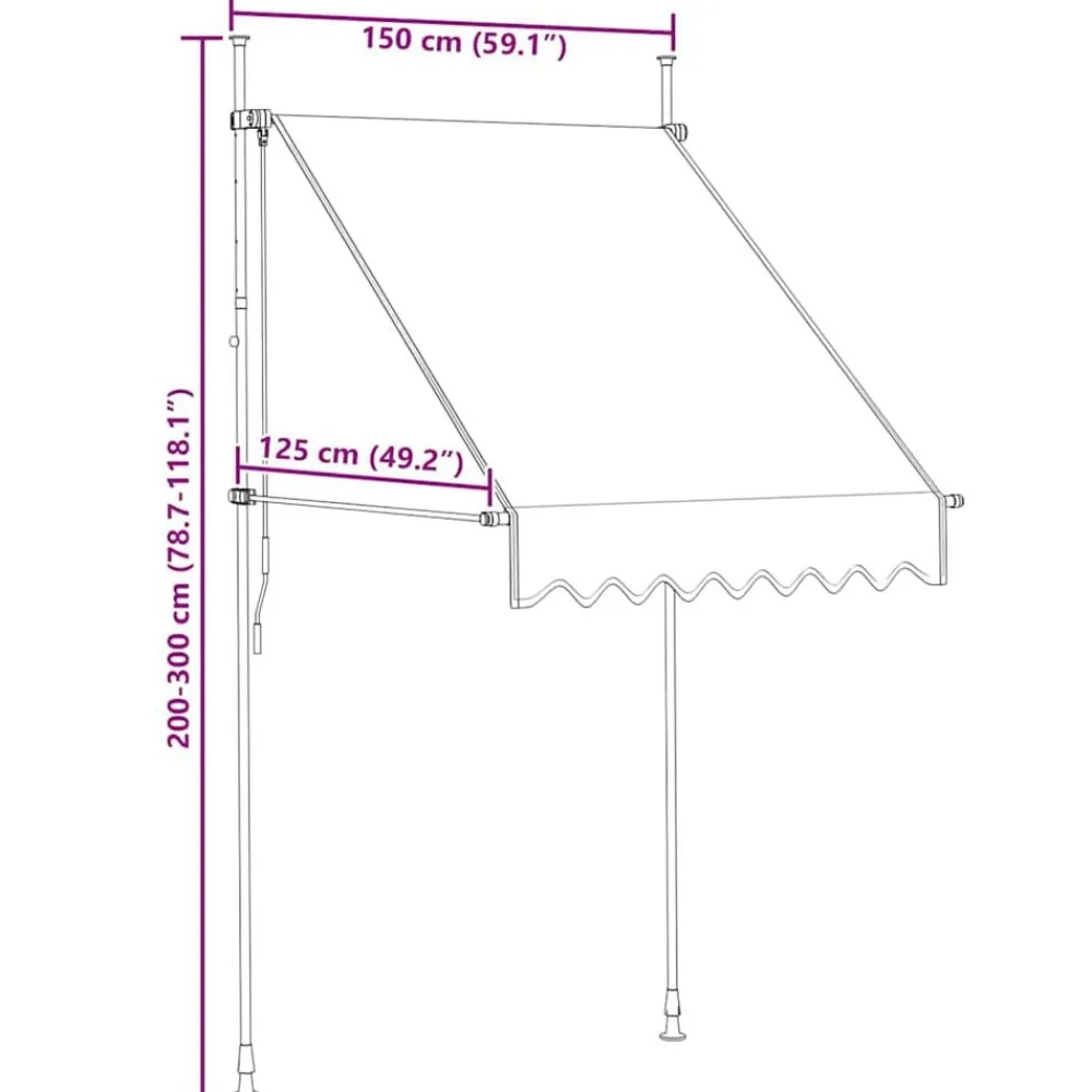 vidaXL Jardín-Toldo retráctil de operación manual 150 cm