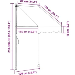 vidaXL Jardín-Toldo retráctil de tela y acero gris 100x150 cm