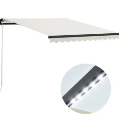 vidaXL Jardín-Toldo retráctil manual con LED 300x250 cm