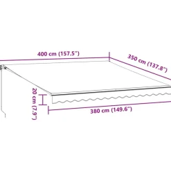 vidaXL Toldo retráctil manual con luz LED 400x350cm Antracita y blanco Clearance