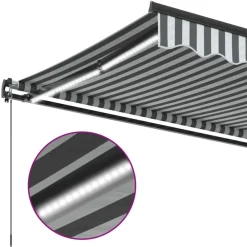 vidaXL Toldo retráctil manual con luz LED 400x350cm Antracita y blanco Clearance