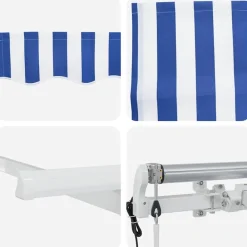 vidaXL Toldo Retráctil Rayado Azul 350 x 200 cm tela